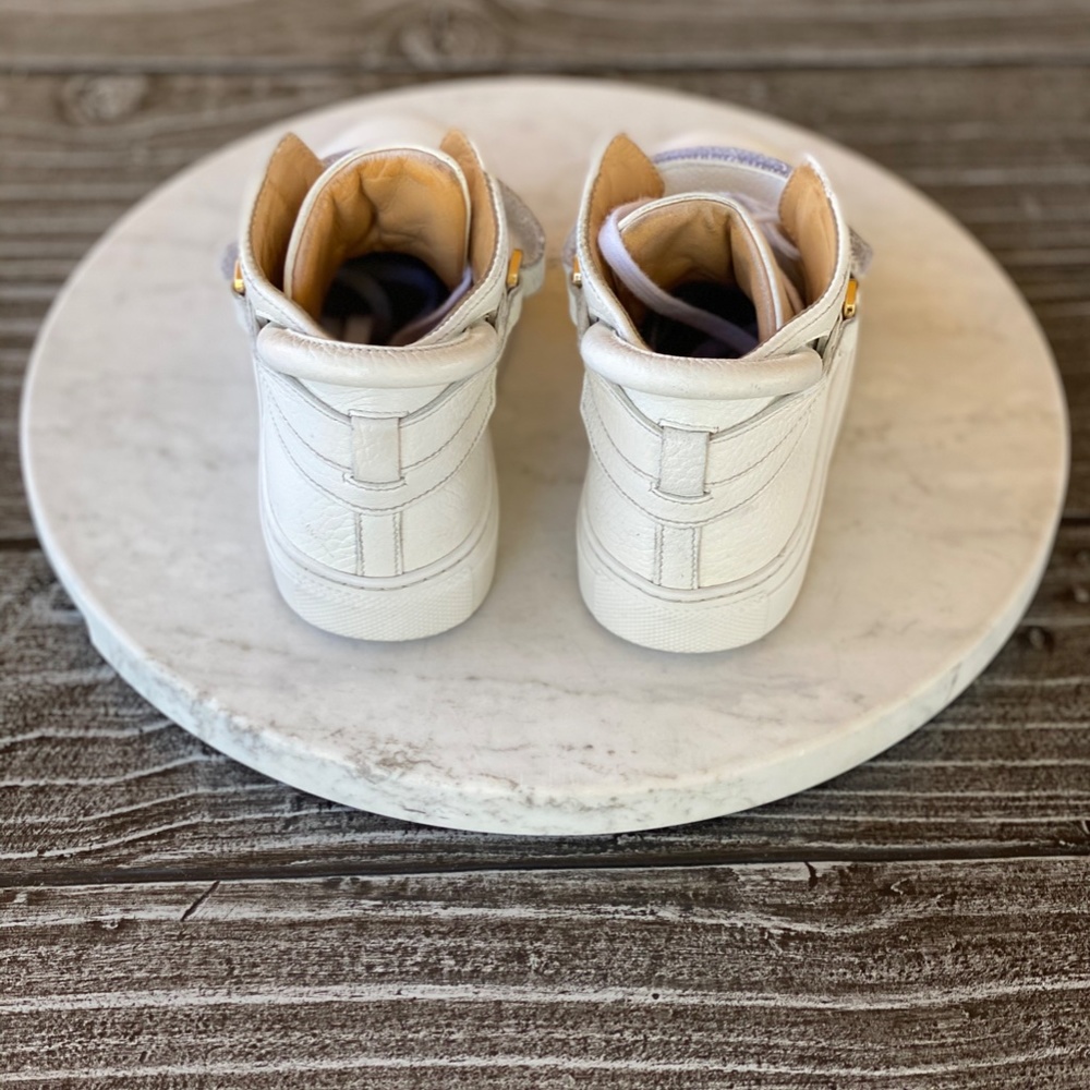 Kids Unisex 100MM WHITE High Top Sneakers Italian - Picture 5 of 7